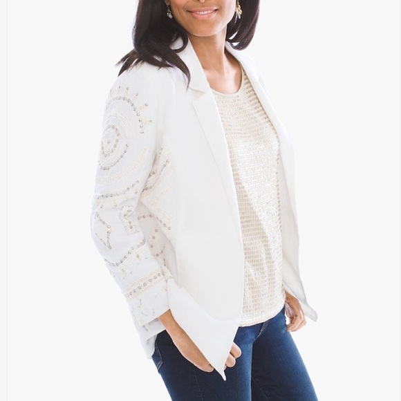 Chico's Jackets & Blazers - Chico’s Embellished Linen Jacket